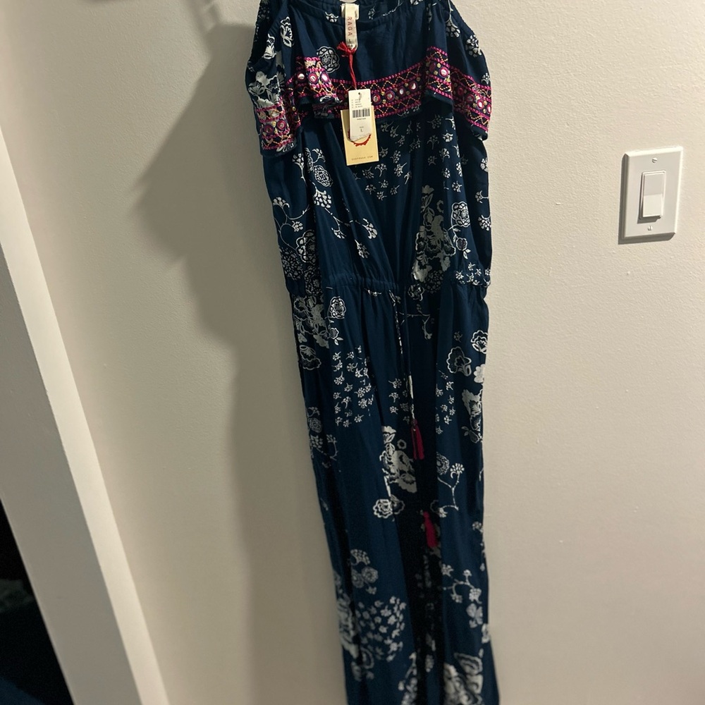 RAGA Navy and Pink Floral Jumpsuit